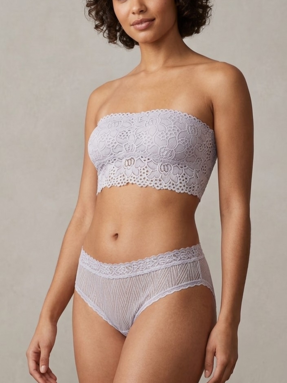 No Boundaries Lavender Lace Bandeau Bralette & Bikini Set